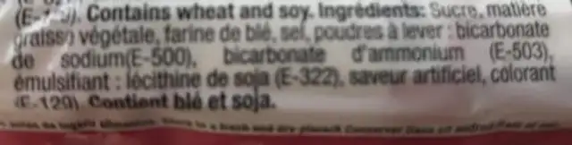 Wafer ingredients label