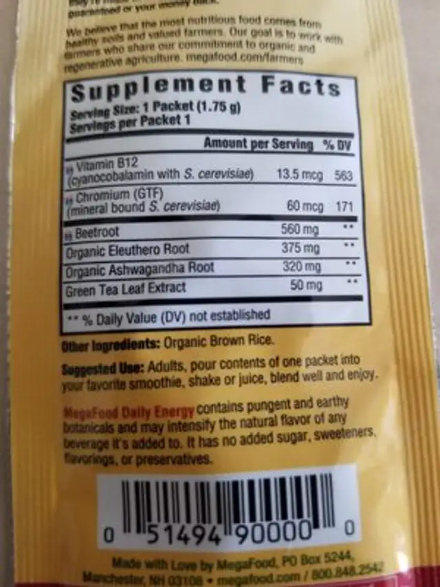 Unknown ingredients label