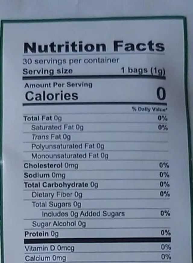 Soursop tea nutrition facts table