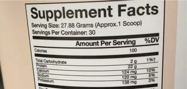 Whey Isolate Protein nutrition facts table