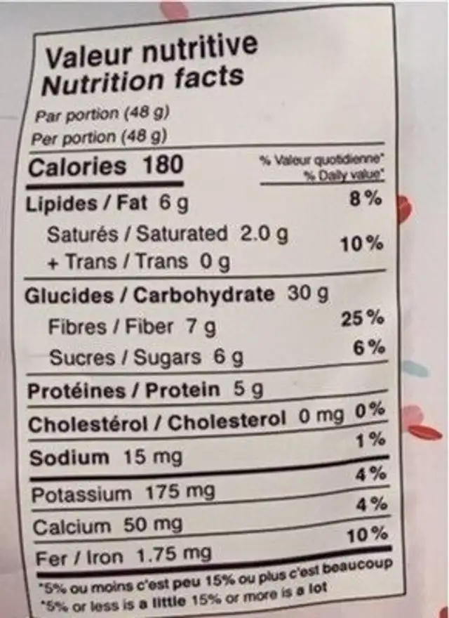 Gruau rapide Pommes et fraises nutrition facts table