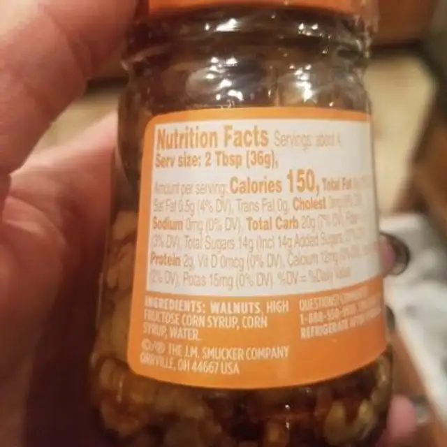 Syrup Walnuts ingredients label