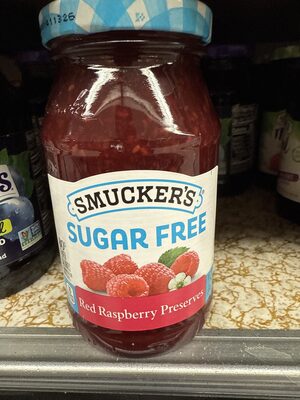 Red raspberry preserves sugar free front packaging