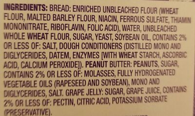 Sandwich ingredients label