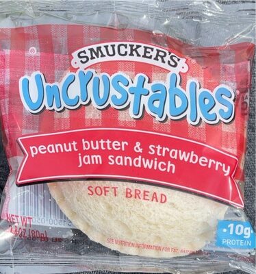 Peanut butter & strawberry jam sandwich soft bread