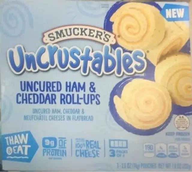 Uncrustables uncured ham&cheddar roll-ups