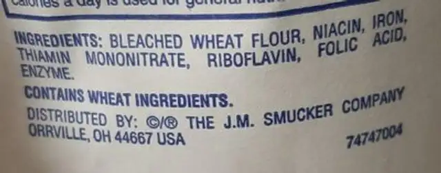All purpose flour ingredients label