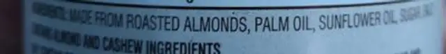 Almond butter spread ingredients label