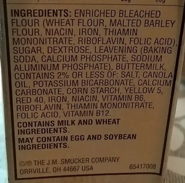 Hungry Jack Buttermilk Pancake and Waffle Mix ingredients label