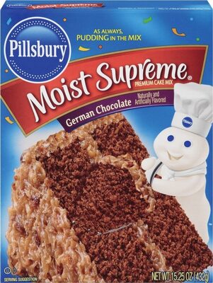 Cake mix moist supreme german chocolate front packaging