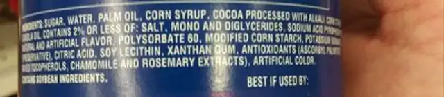 Creamy supreme ingredients label