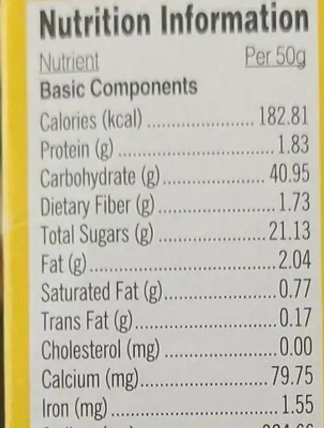 German chocolate cake mix nutrition facts table