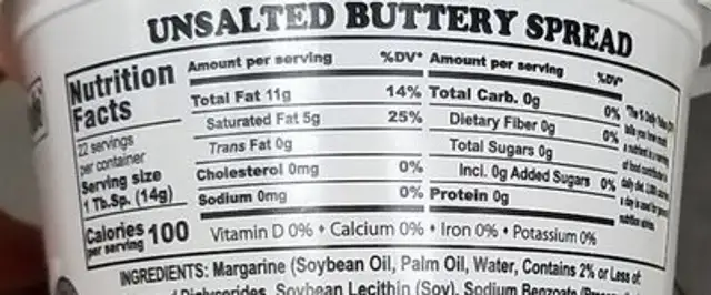 The Slender cow nutrition facts table