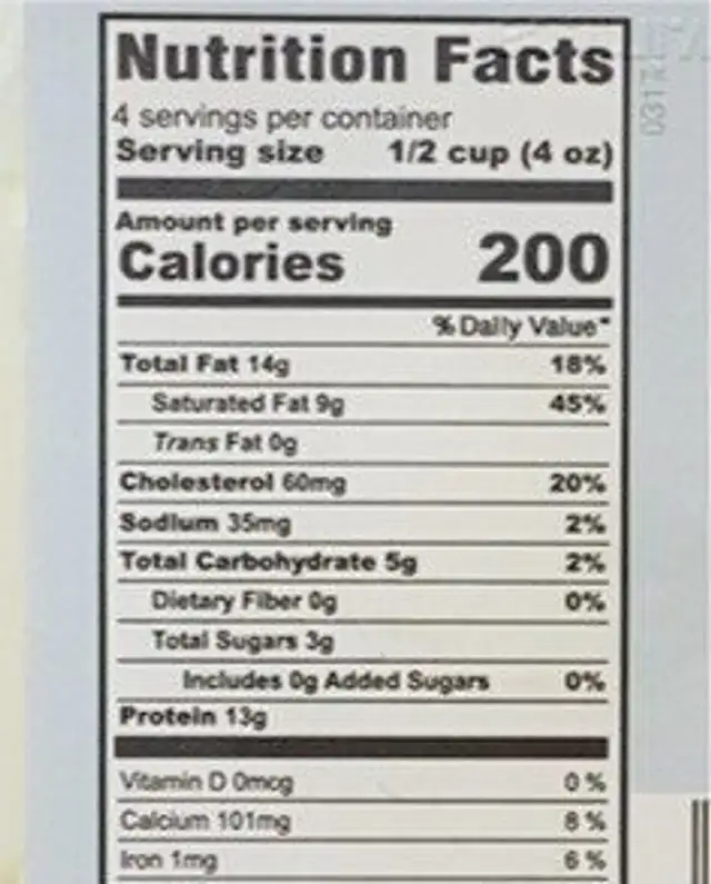 Made probiotic farmer cheese nutrition facts table