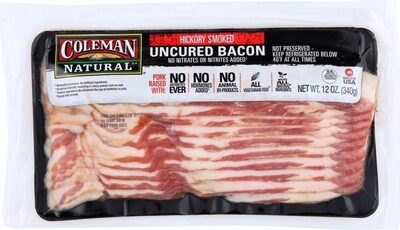 Hickory smoked uncured bacon front packaging