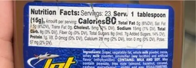 Jet chocolate spread nutrition facts table