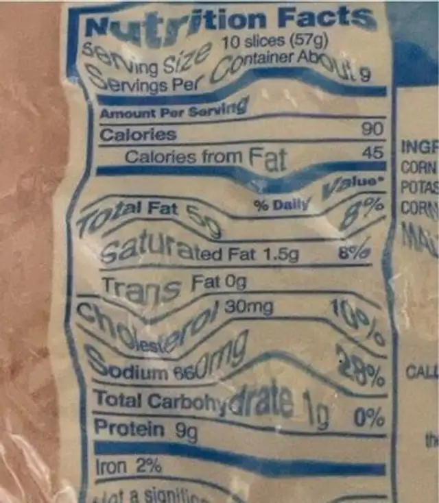 DeliShaved smoked ham nutrition facts table
