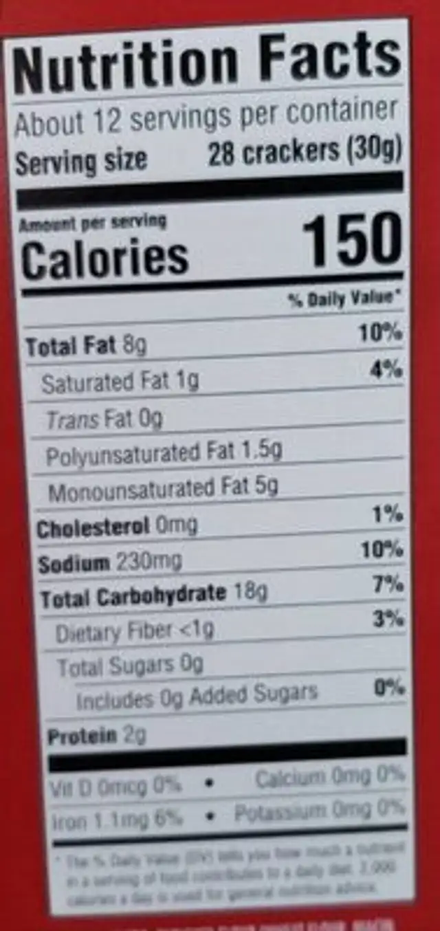 Cheese bits nutrition facts table