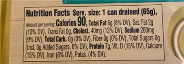 Portside nutrition facts table