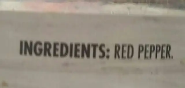 Crushed red  pepper ingredients label