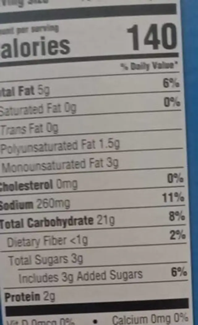 Chicken baked'ins crackers nutrition facts table