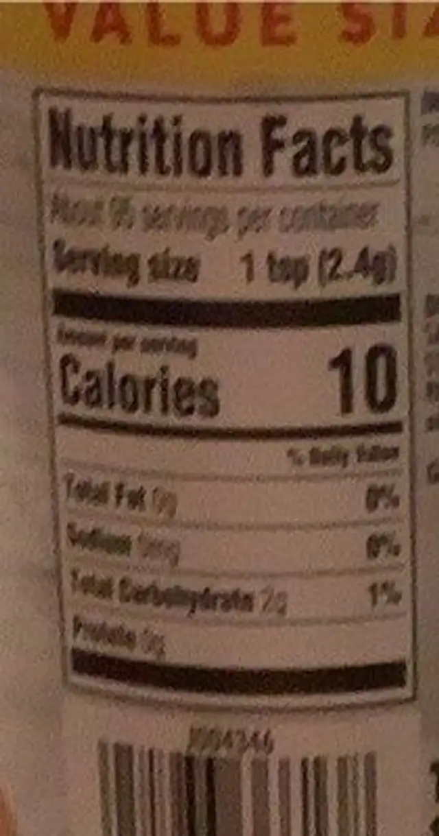 Onion powder nutrition facts table