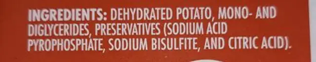 dish'd mashed potatoes original ingredients label