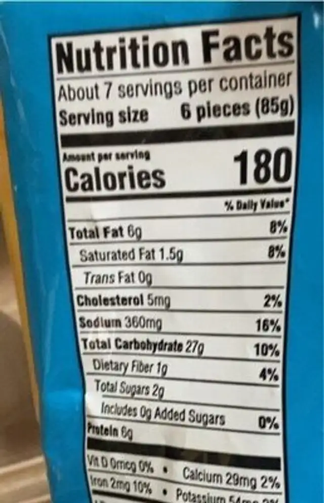 Pizza roll snacks nutrition facts table