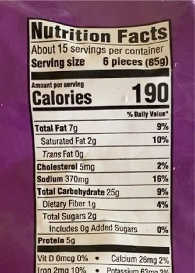 Pepperoni pizza snack rolls nutrition facts table