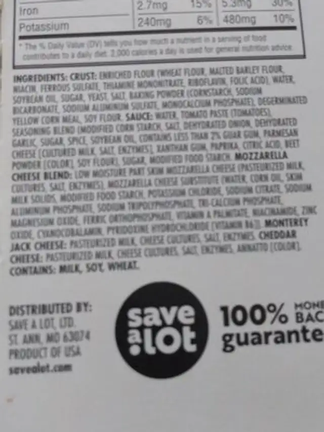 Unknown ingredients label