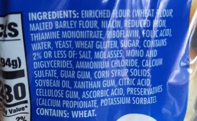 Plain bagels nutrition facts table