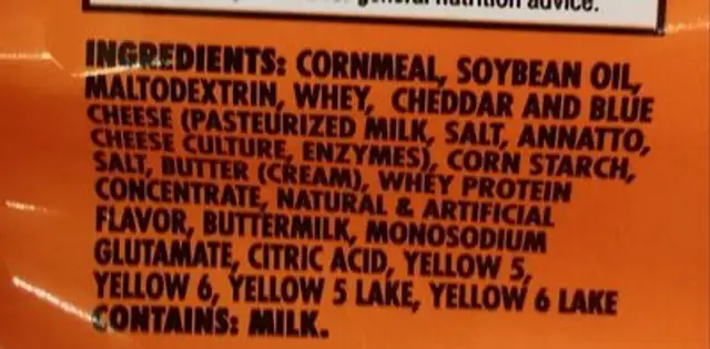 Puff corn ingredients label