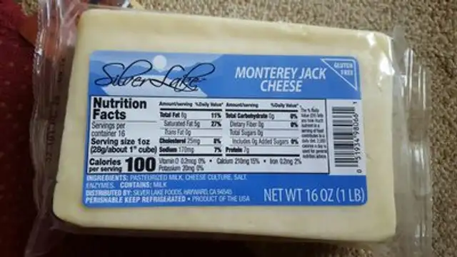 Monterey jack cheese ingredients label