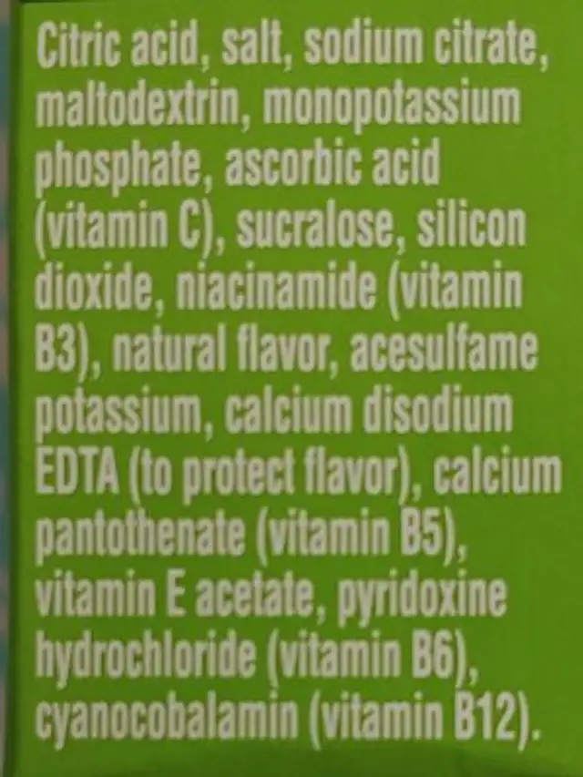 Propel electrolyte water beverage mix ingredients label