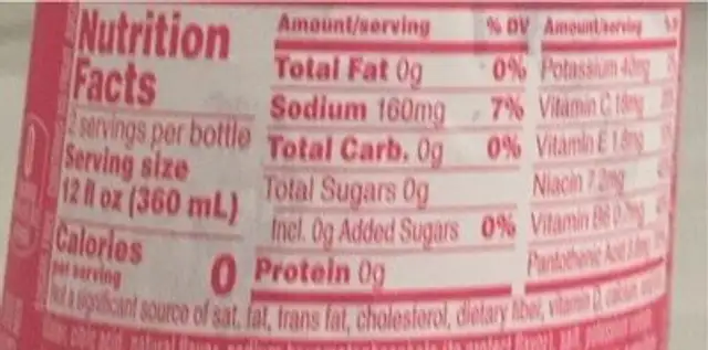 propel strawberry lemonade nutrition facts table