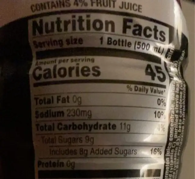 Bolt 24 Mixed Berry nutrition facts table