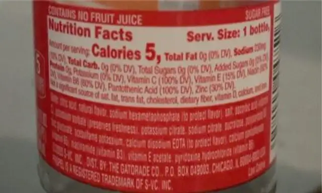 propel orange raspberry nutrition facts table