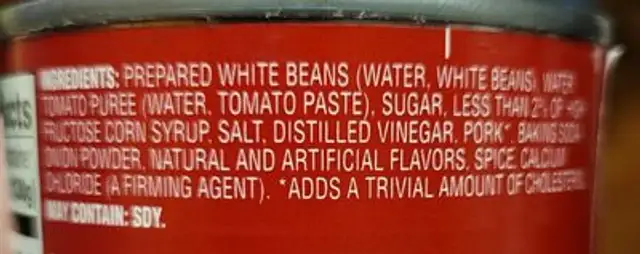 van camps pork and beans ingredients label
