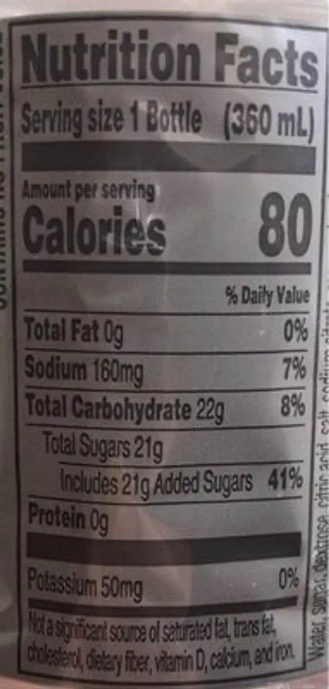 Gatorade thirst quencher orange nutrition facts table