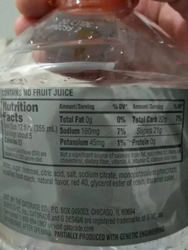 Fruit punch thirst quencher, fruit punch nutrition facts table