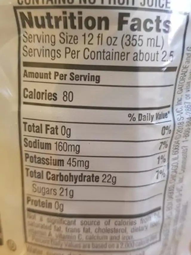 Orange thirst quencher, orange ingredients label