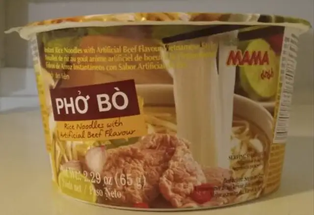 Pho bo rice noodles with artificial beef flavour