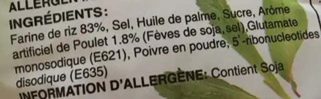 Mama Soupe Pho Ga ingredients label
