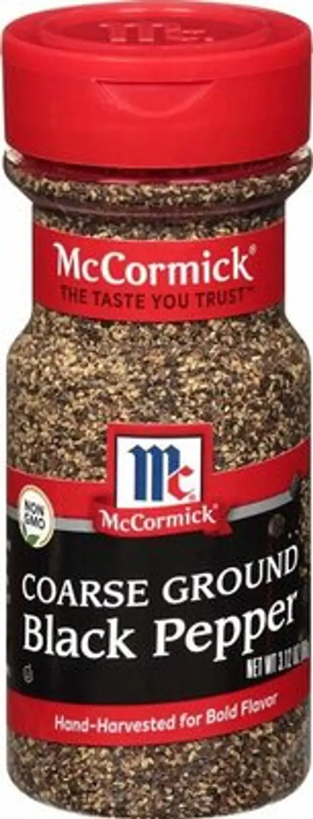 Coarse ground black pepper front packaging