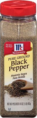 Pure ground black pepper front packaging