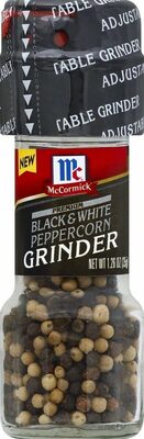 Premium black white peppercorn grinder front packaging