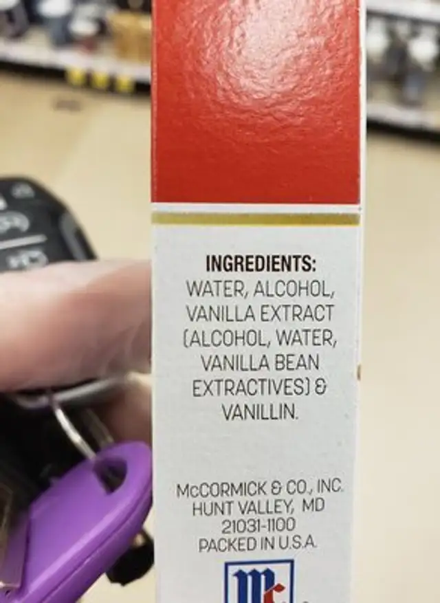 vanilla extract ingredients label