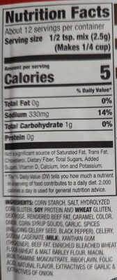 AU JUS GRAVY nutrition facts table