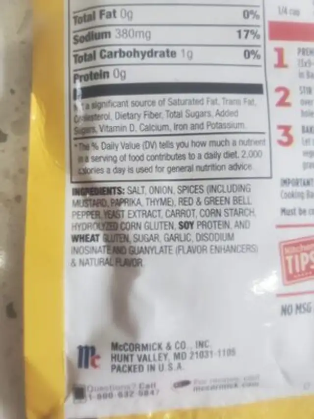 Unknown ingredients label