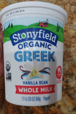 Organic Whole Milk Greek Vanilla Bean Yogurt front packaging